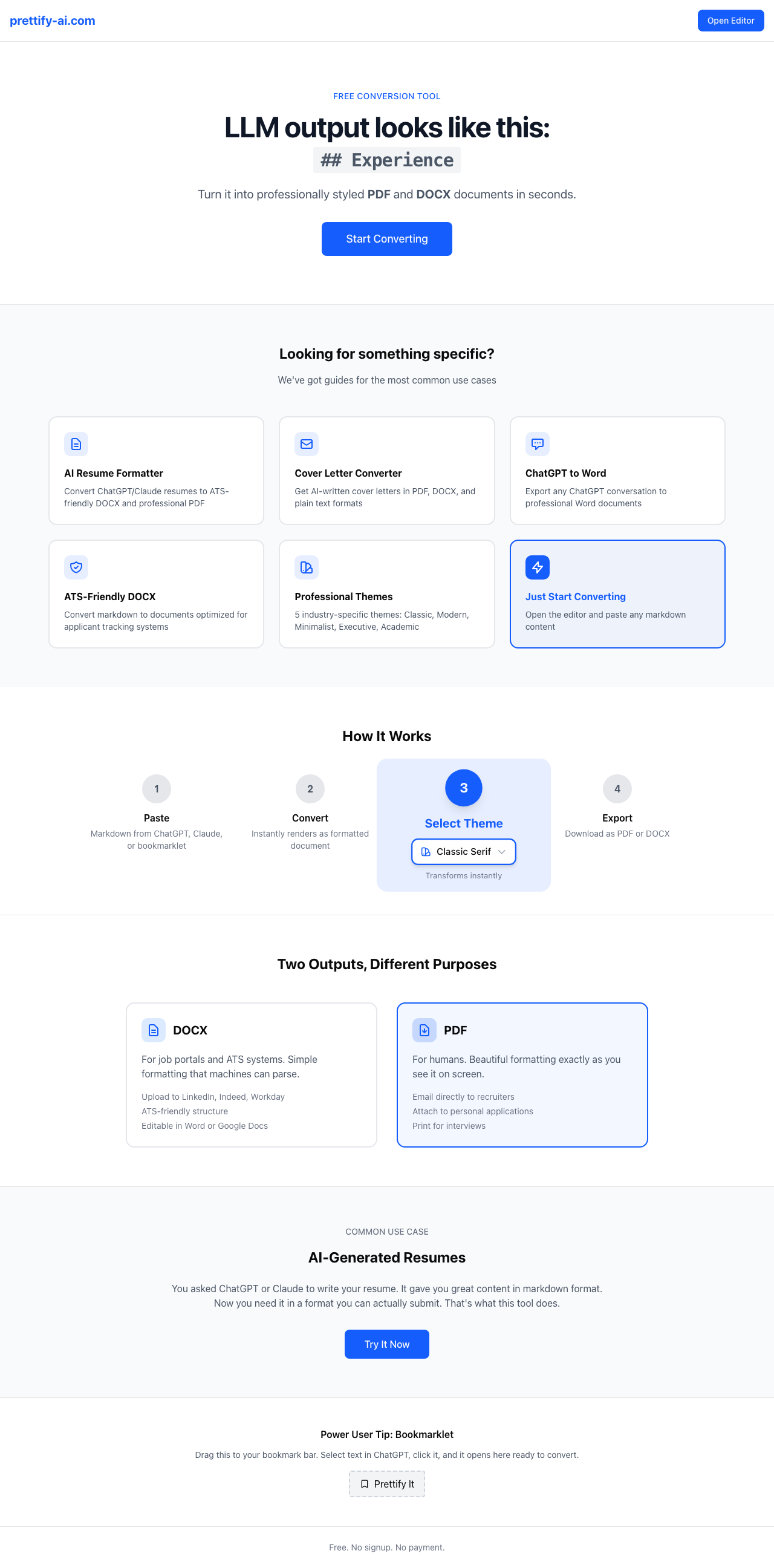 Prettify AI editor with document themes